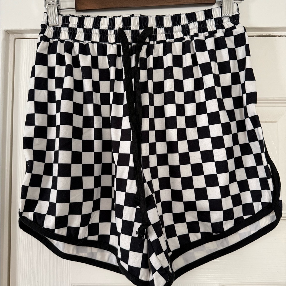 Checkered Black and White Women's Shorts